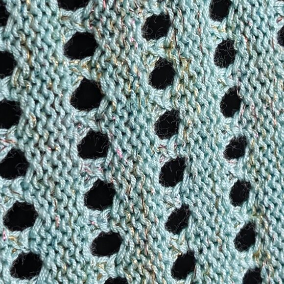 Big Buddha Green-Blue Metallic Open Knit Poncho Sweater - Picture 6 of 8